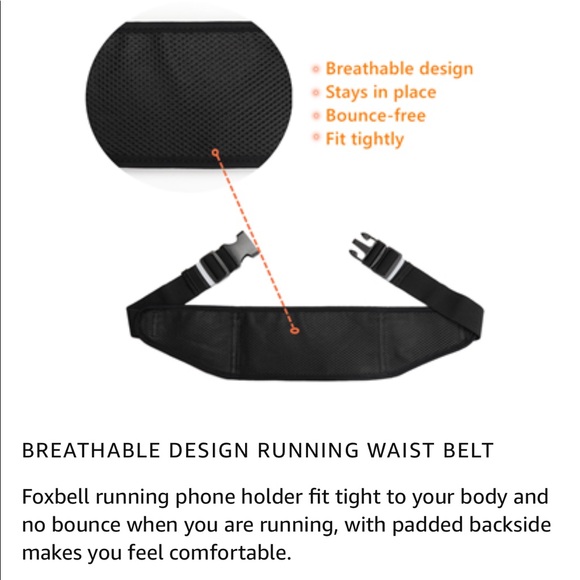 NEW! Running Belt Slim Fit Three Bounce-free Zip Pockets Reflective Black - Picture 9 of 12